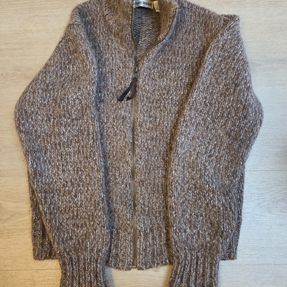 Cozy Brown Wool And Alpaca Knit Zip-Up Sweater